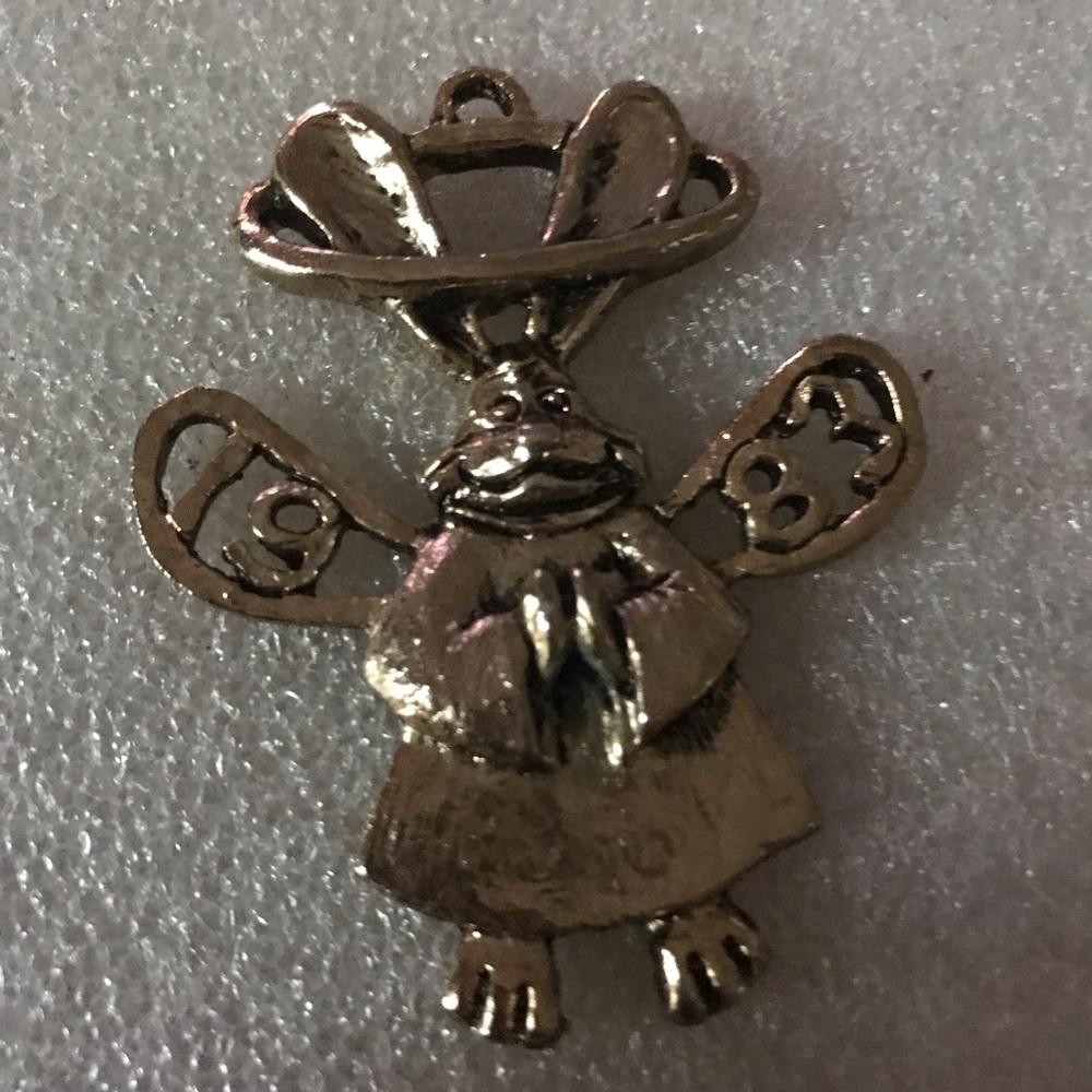 Gold Angel Bunny Pendant Charm Necklace Accent